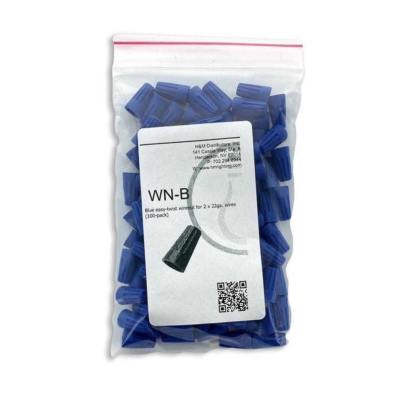 WN-B (100 pack), Blue, minimum, 2 #22awg, ribbed c